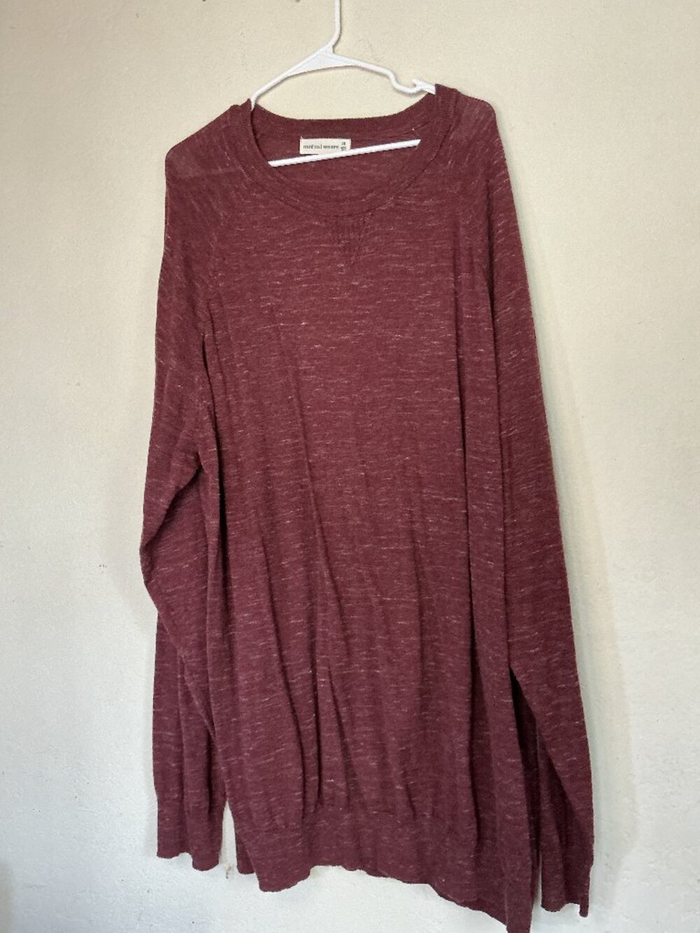 Mutual Weave Burgundy Heather Lightweight Pullover Sweater - Mens 3XL